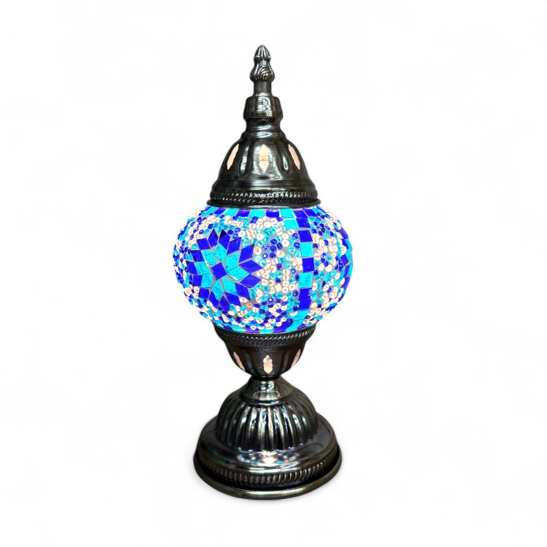 Lámpara turca de mesa con mosaico de colores